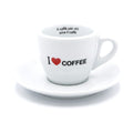 Tazzina bianca I Love Coffee con piattino